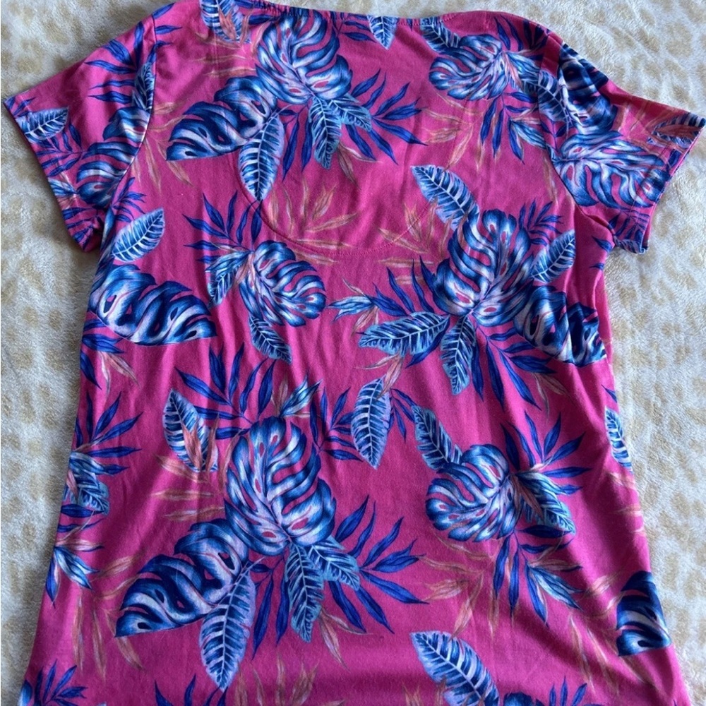 Caribbean Joe Pink and Blue Polo T-Shirt Short Sleeve
